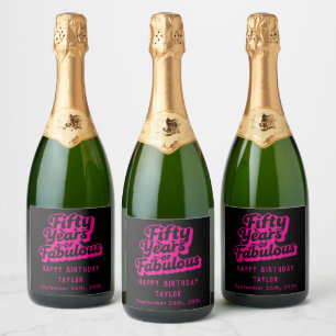 Etiquetas Para Vinos Espumosos Cumpleaños 50 Fabulosos Años de Rosa Retro