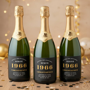 Etiquetas Para Vinos Espumosos Cumpleaños 60 Nació en 1966 Agregar Nombre Negro O