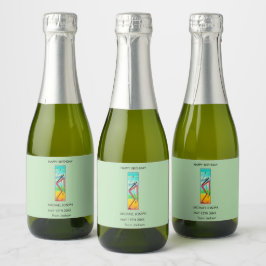 Etiquetas Para Vinos Espumosos Cumpleaños, acuarela, bailarina engañosa de arte a