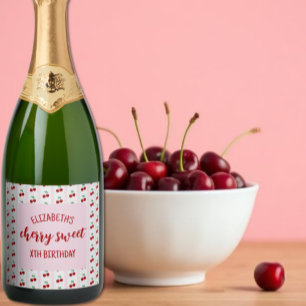 Etiquetas Para Vinos Espumosos Cumpleaños Cherry Sweet