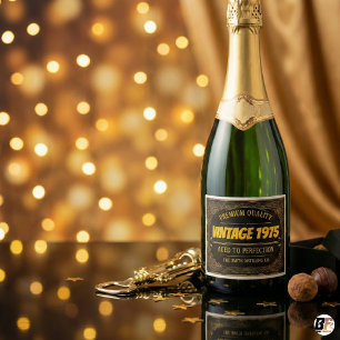 Etiquetas Para Vinos Espumosos Cumpleaños de Black Gold de 1975 envejecido a la p