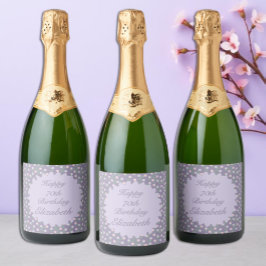 Etiquetas Para Vinos Espumosos Cumpleaños Floral Púrpura