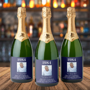 Etiquetas Para Vinos Espumosos Cumpleaños foto azul marino datos divertidos bioañ