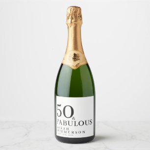 Etiquetas Para Vinos Espumosos Cumpleaños moderno cincuenta y fabuloso audaz