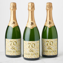 Etiquetas Para Vinos Espumosos Cumpleaños número 70