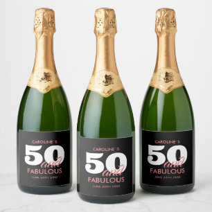 Etiquetas Para Vinos Espumosos Cumpleaños personalizado moderno 50