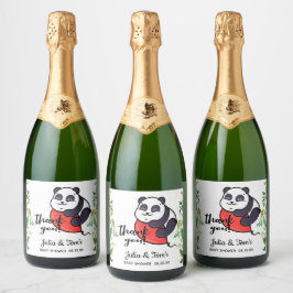 Etiquetas Para Vinos Espumosos Cute Panda Gracias Baby Shower Sparkling Wine La