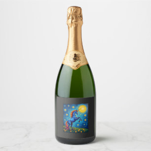 Etiquetas Para Vinos Espumosos Cute Unicorn Starry Night (1)