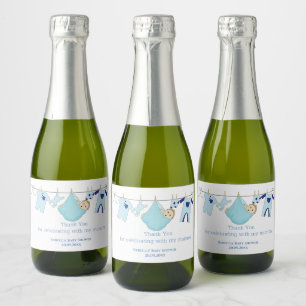 Etiquetas Para Vinos Espumosos Cuto Blue Boy Baby Shower Mini