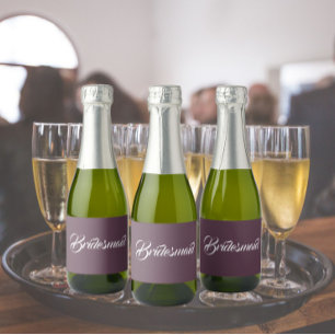 Etiquetas Para Vinos Espumosos Dama de Honor Bodas Letra Estilizada Berenjena