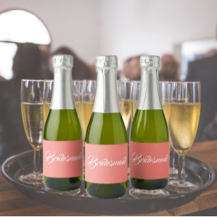 Etiquetas Para Vinos Espumosos Dama de honor de escritura estilizada coral
