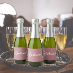 Etiquetas Para Vinos Espumosos Damas de Honor Bodas Rosa Polvoriento Letra Estili