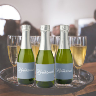 Etiquetas Para Vinos Espumosos Damas de honor de boda con letra estilizada azul p