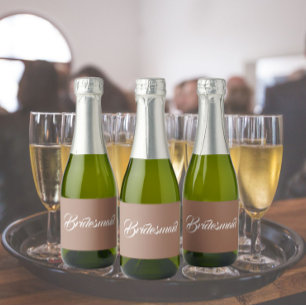 Etiquetas Para Vinos Espumosos Damas de honor de boda de guión estilizado Mocha