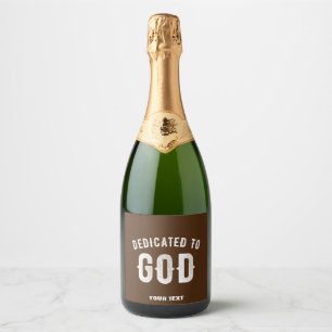 ETIQUETAS PARA VINOS ESPUMOSOS DEDICADO A DIOS PERSONALIZADO BROWN CUTE GUAY TEXT