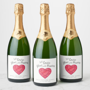 Etiquetas Para Vinos Espumosos Dejemos que el amor resplandezca con pasión ruby b