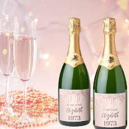 Etiquetas Para Vinos Espumosos Derivación del rosa de oro del año de fiesta de cu