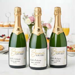 Etiquetas Para Vinos Espumosos Desayuno Brunch & Bubbly de oro elegante para desp