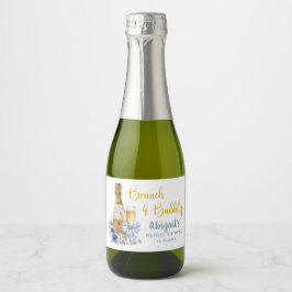 Etiquetas Para Vinos Espumosos DESAYUNO Y BURBUJAS Taza Floral Azul Despedida de 
