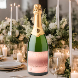 Etiquetas Para Vinos Espumosos Despedida de soltera con confeti de oro rosa