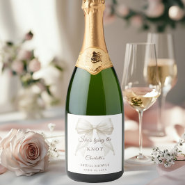 Etiquetas Para Vinos Espumosos Despedida de soltera con lazo de marfil y perlas