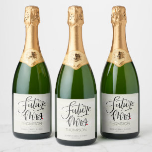 Etiquetas Para Vinos Espumosos Despedida de soltera de futura Sra. Caligrafía mod