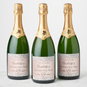 Etiquetas Para Vinos Espumosos Despedida de soltera rosa oro plata sr sra