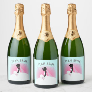 Etiquetas Para Vinos Espumosos Despedida de soltera silueta rosa equipo de novia