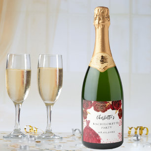 Etiquetas Para Vinos Espumosos Despedida de soltera vestido rojo blanco flores