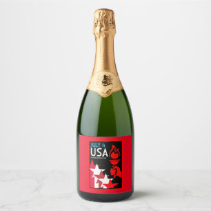 Etiquetas Para Vinos Espumosos Día de la Independencia de Estados Unidos