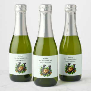 Etiquetas Para Vinos Espumosos Día de San Patricio, las monedas de oro y la herra