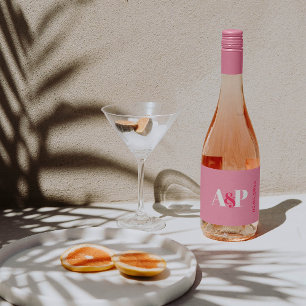 Etiquetas Para Vinos Espumosos Día de San Valentín De Tipografía Negrita Rosa Y B