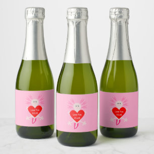 Etiquetas Para Vinos Espumosos Día de San Valentín Love Heart Axolotl
