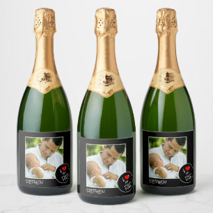 Etiquetas Para Vinos Espumosos Día del Padres, Foto Personalizado - Personalizada