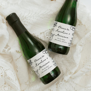 Etiquetas Para Vinos Espumosos Dibujos de boda caprichosos a mano