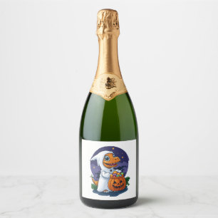 Etiquetas Para Vinos Espumosos Dino Trick-or-Treat de Halloween