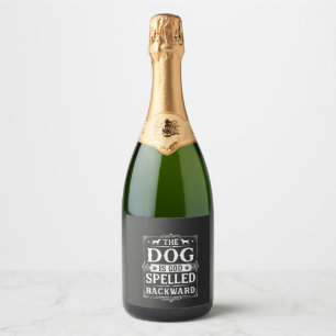Etiquetas Para Vinos Espumosos Dios Perro Divertido Escrito al Revés