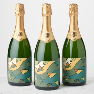 Etiquetas Para Vinos Espumosos diseño abstracto vintage dibujado a mano