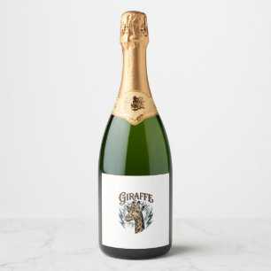 Etiquetas Para Vinos Espumosos Diseño de camiseta de rayo de jirafa grabada vinta