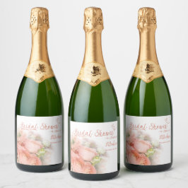 Etiquetas Para Vinos Espumosos Diseño de ducha de novia floral de Rubor Misty
