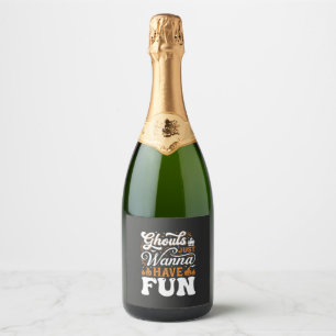 Etiquetas Para Vinos Espumosos Diseño de monstruos de Halloween que solo quieren