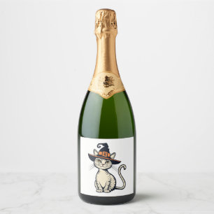 Etiquetas Para Vinos Espumosos Diseño de un gato de enfermeras espeluznantes para
