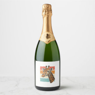 Etiquetas Para Vinos Espumosos Diseño vectorial de cabeza de jirafa vintage puest