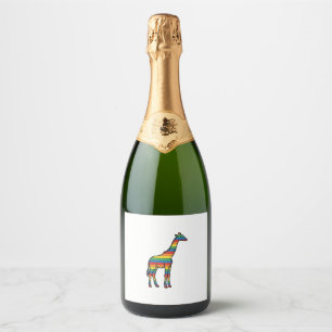 Etiquetas Para Vinos Espumosos Diseño vectorial de grabado vintage de jirafa arco