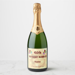 Etiquetas Para Vinos Espumosos Diversión cumpleaños 40 personalizado