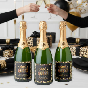 Etiquetas Para Vinos Espumosos Diviértete Cumpleaños Leopardo Reina Cuarenta Cump