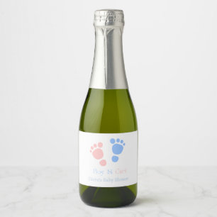 Etiquetas Para Vinos Espumosos Doble Huella de Niño y Niña Gemelos Baby Shower