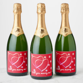 Etiquetas Para Vinos Espumosos dos corazones, boda romántico.Personalizado