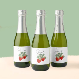 Etiquetas Para Vinos Espumosos Dos Fresas Rojas con Hojas y Flores | Fruta