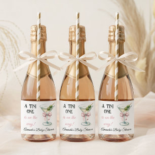 Etiquetas Para Vinos Espumosos Ducha de Bebé Retro A Tini One Martini Arco Rosa N